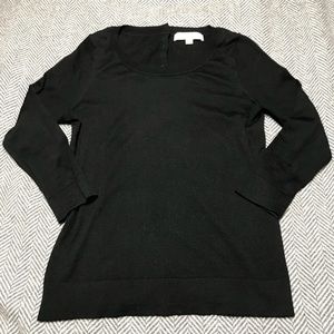 LOFT black sweater with button back, 3/4 sleeve S